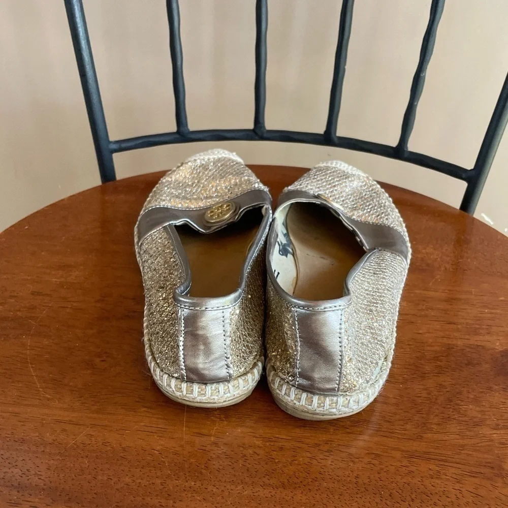 Tory Burch Seaside Glitter Espadrille Flats in Gold‎ Size 5.5 or 36